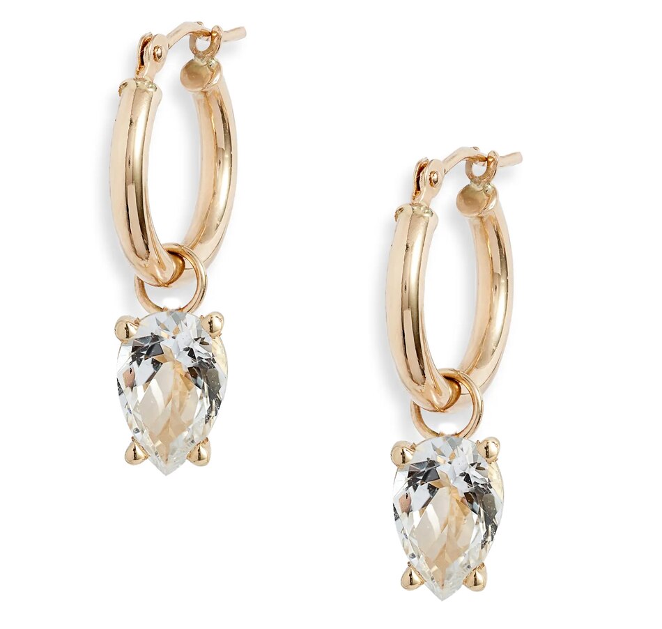 Image 211060.jpg, Product 211-060 / Price $369.88, Poppy Finch Yellow Gold Hoops with Removable White Topaz Dangle from Poppy Finch on TSC.ca's Jewellery department