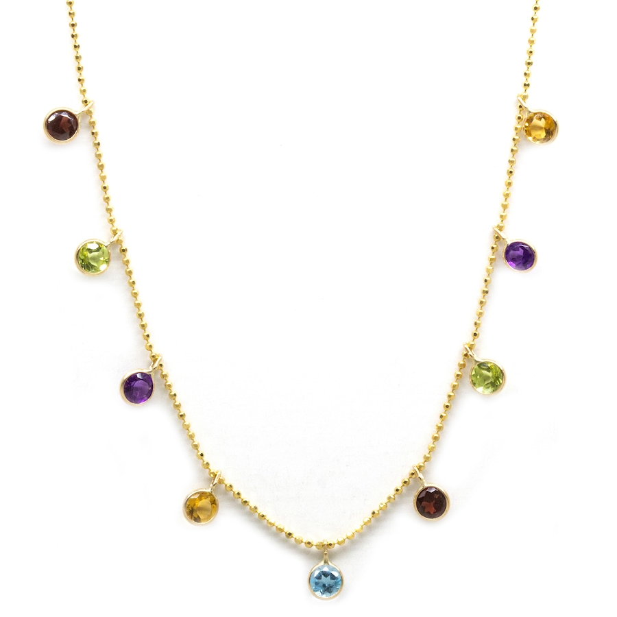 Image 211062.jpg, Product 211-062 / Price $649.88, Poppy Finch Yellow Gold Rainbow Gem Dangle Necklace from Poppy Finch on TSC.ca's Jewellery department