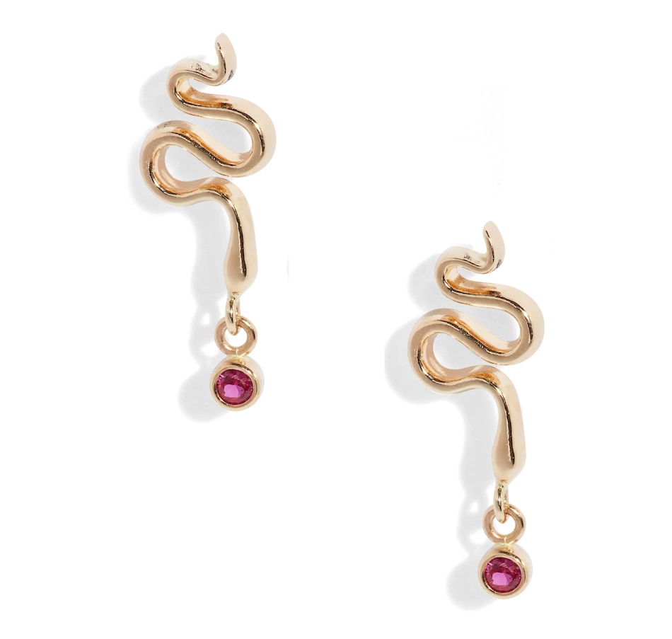 Image 211122.jpg, Product 211-122 / Price $570.00, Poppy Finch 14K Yellow Gold Serpent Ruby Drop Earrings from Poppy Finch on TSC.ca's Jewellery department