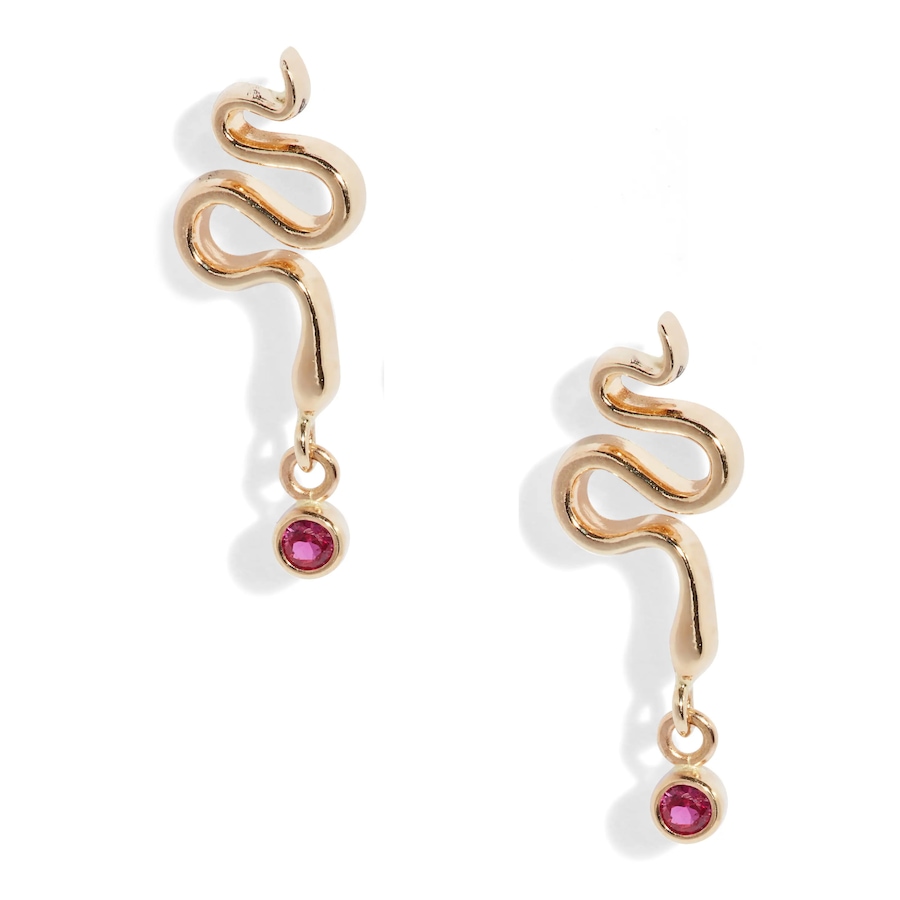 Image 211122.jpg, Product 211-122 / Price $369.88, Poppy Finch 14K Yellow Gold Serpent Ruby Drop Earrings from Poppy Finch on TSC.ca's Jewellery department