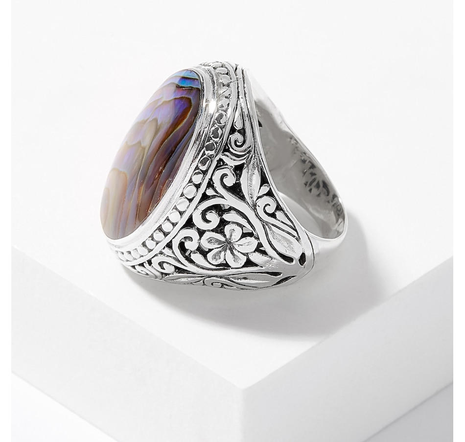 Image 211128_ALTMORE1.jpg, Product 211-128 / Price $119.99, Samuel B. Collection Sterling Silver Filegree Oval Abalone Ring from Samuel B. Collection on TSC.ca's Jewellery department