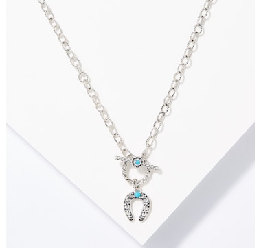 Samuel B. Collection Sterling Silver Sleeping Beauty Turquoise Horseshoe Charm Necklace