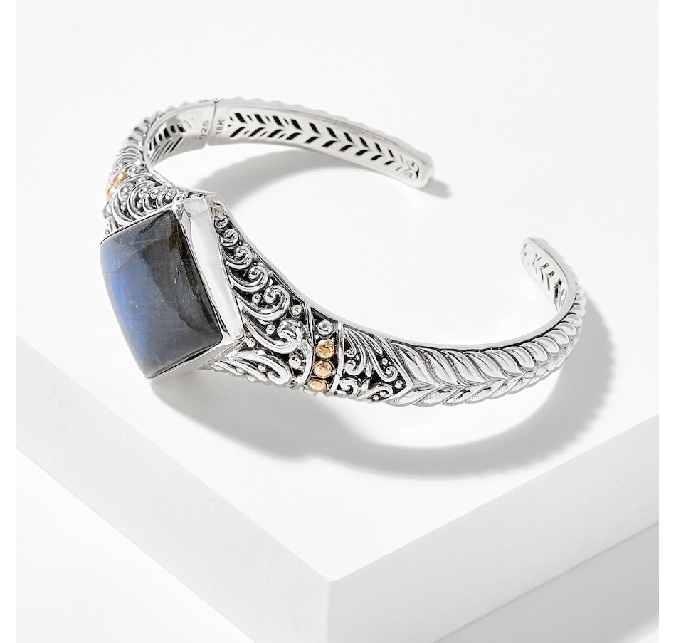 Image 211143_ALTMORE1.jpg, Product 211-143 / Price $339.99, Samuel B. Collection Sterling Silver 18K Yellow Gold Dot & Filigree Labradorite Bangle from Samuel B. Collection on TSC.ca's Jewellery department