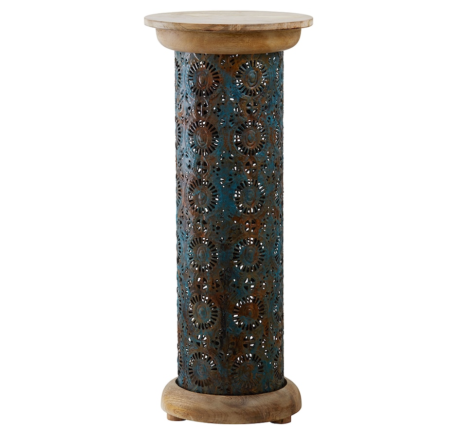 Image 211179_ALTMORE7.jpg, Product 211-179 / Price $167.88, Tiffany Style 23" Remi Punched Metal and Mango Wood Pedestal Floor Lamp from Tiffany Style Lighting on TSC.ca's Home & Garden department