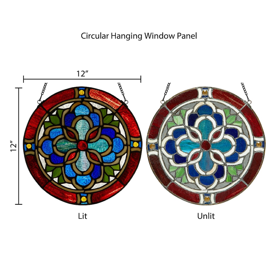 Image 211183_ALTMORE6.jpg, Product 211-183 / Price $119.99, Tiffany Style 12" Round Geometric Stained Glass Window Panel from Tiffany Style Lighting on TSC.ca's Home & Garden department