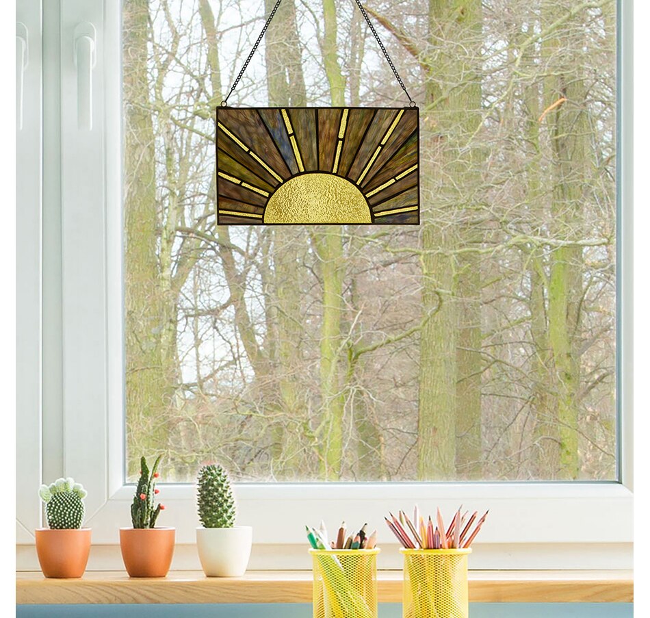Image 211184_ALTMORE2.jpg, Product 211-184 / Price $89.99, Tiffany Style 8" Multicolour Sunrise/Sunset Stained Glass Window Panel from Tiffany Style Lighting on TSC.ca's Home & Garden department