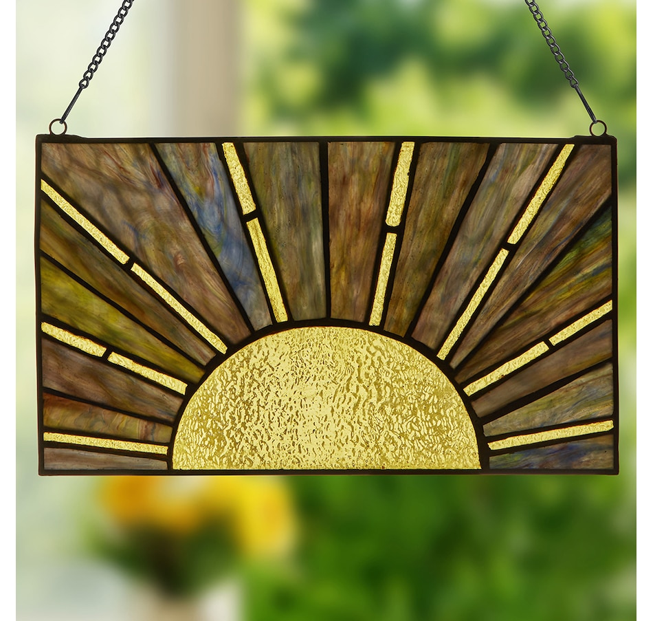 Image 211184_ALTMORE3.jpg, Product 211-184 / Price $89.99, Tiffany Style 8" Multicolour Sunrise/Sunset Stained Glass Window Panel from Tiffany Style Lighting on TSC.ca's Home & Garden department