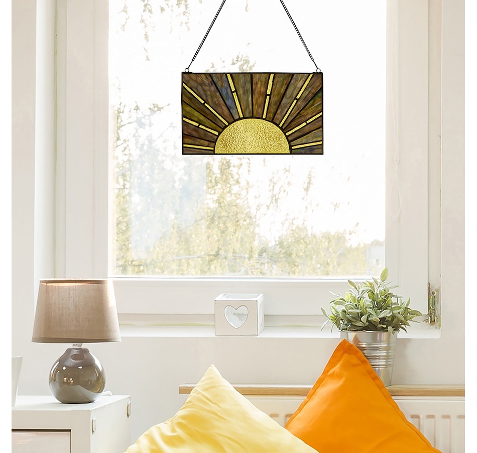 Image 211184_ALTMORE5.jpg, Product 211-184 / Price $89.99, Tiffany Style 8" Multicolour Sunrise/Sunset Stained Glass Window Panel from Tiffany Style Lighting on TSC.ca's Home & Garden department