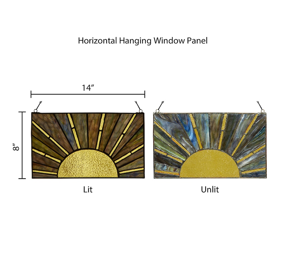 Image 211184_ALTMORE6.jpg, Product 211-184 / Price $89.99, Tiffany Style 8" Multicolour Sunrise/Sunset Stained Glass Window Panel from Tiffany Style Lighting on TSC.ca's Home & Garden department