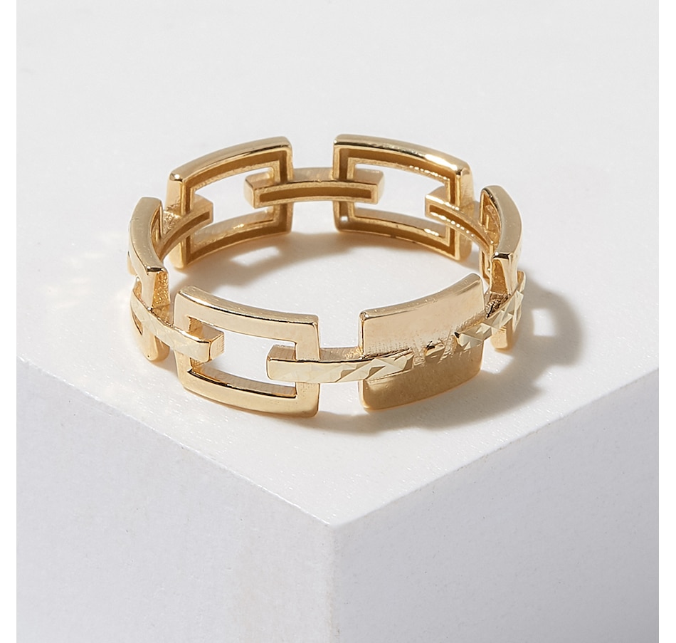 tsc.ca Stefano Oro 14K Yellow Gold Paperclip Diamond Cut Ring