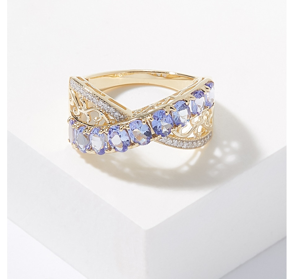 Image 211340_YGLTN.jpg, Product 211-340 / Price $599.33, Gem Creations 14K Gold Gems & Diamond Crossover Band Ring from Gem Creations on TSC.ca's Jewellery department