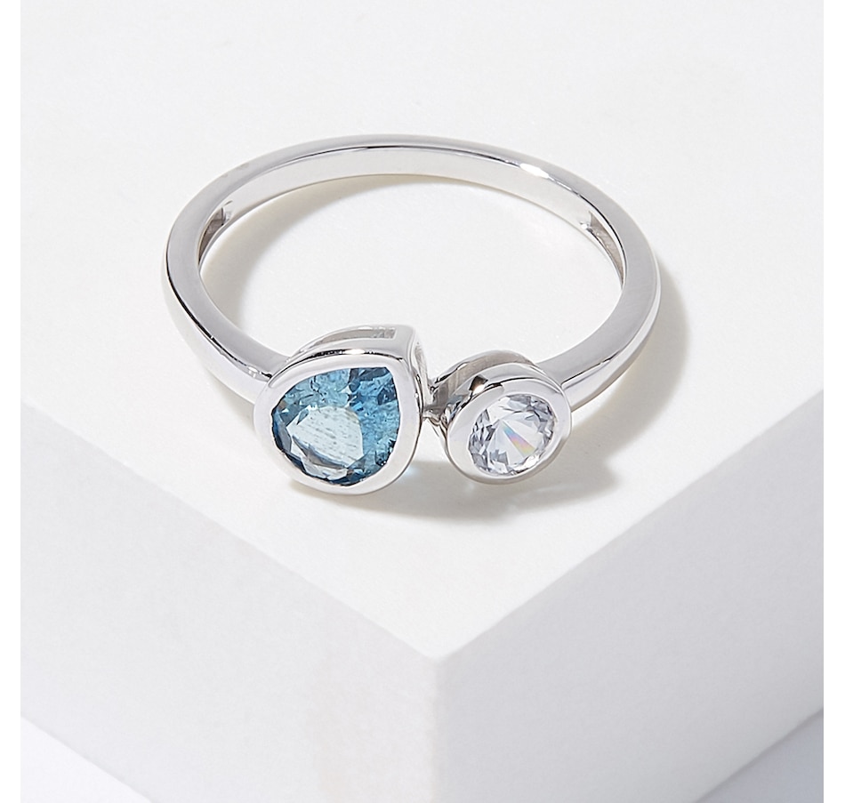 Image 211345.jpg , Product 211-345 / Price $699.99 , Gem Creations 14K White Gold Santa Maria Aquamarine Type & White Sapphire Ring from Gem Creations on TSC.ca's Jewellery department