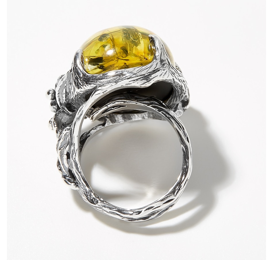 Amber Extraordinaire Handmade Collection Sterling Silver Freeform Amber Ring