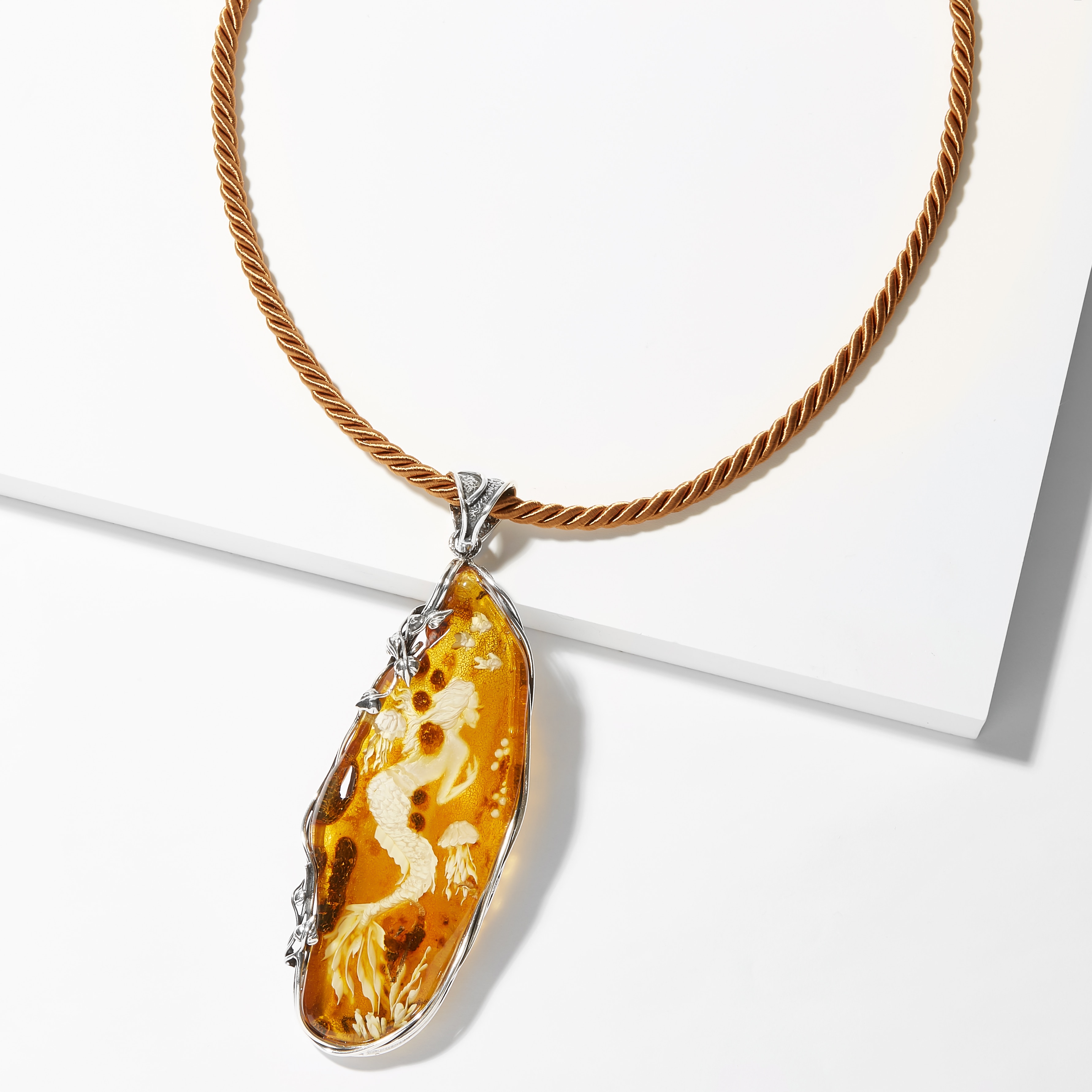 Baltic Amber Mermaid Intaglio Pendant outlet