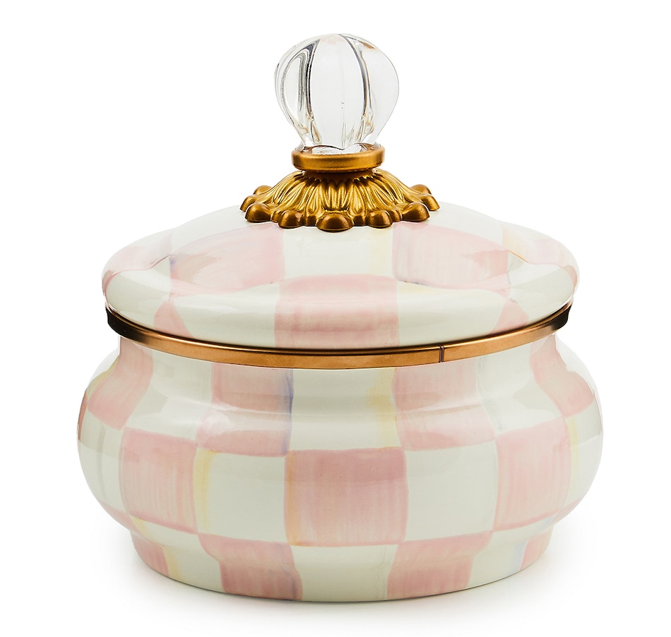 Image 211547.jpg, Product 211-547 / Price $148.00, MacKenzie-Childs Rosy Check Squashed Pot from MacKenzie Childs on TSC.ca's Kitchen department