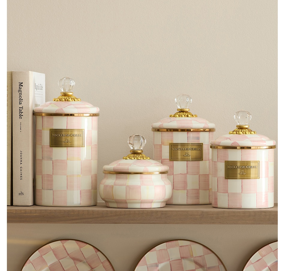 Image 211547_ALTMORE1.jpg, Product 211-547 / Price $148.00, MacKenzie-Childs Rosy Check Squashed Pot from MacKenzie Childs on TSC.ca's Kitchen department