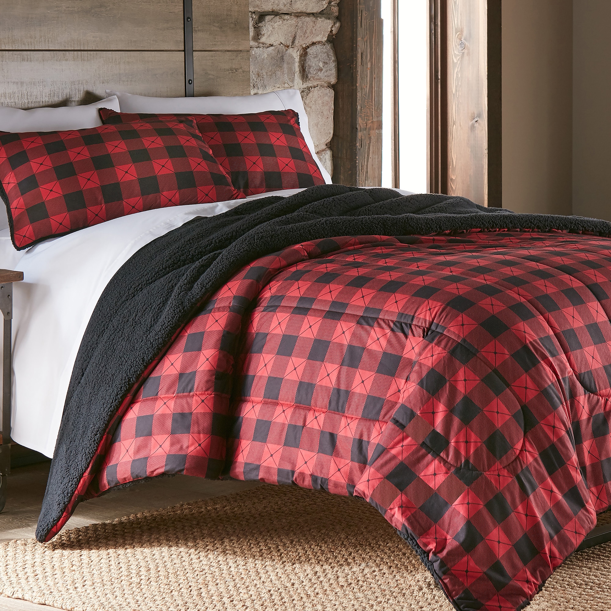 Flannel sherpa comforter sale