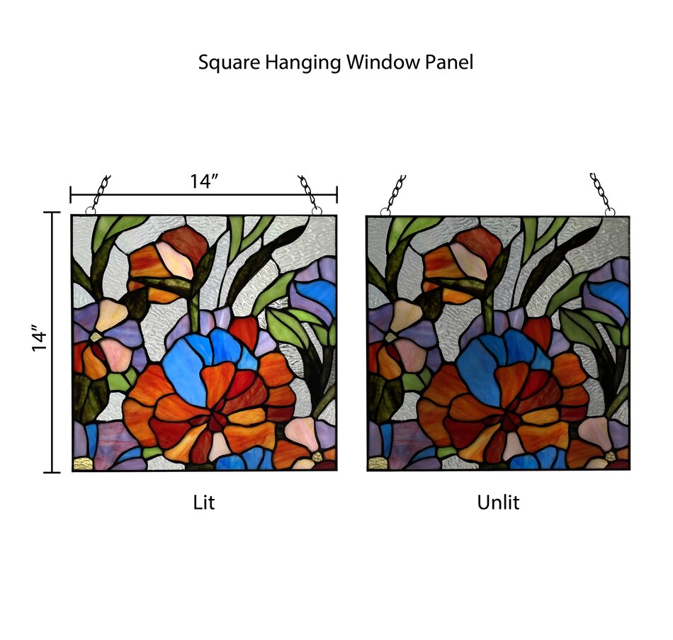 Image 211592_ALTMORE3.jpg, Product 211-592 / Price $59.88, Tiffany Style Multicolour Stained Glass Flowers Window Panel from Tiffany Style Lighting on TSC.ca's Home & Garden department