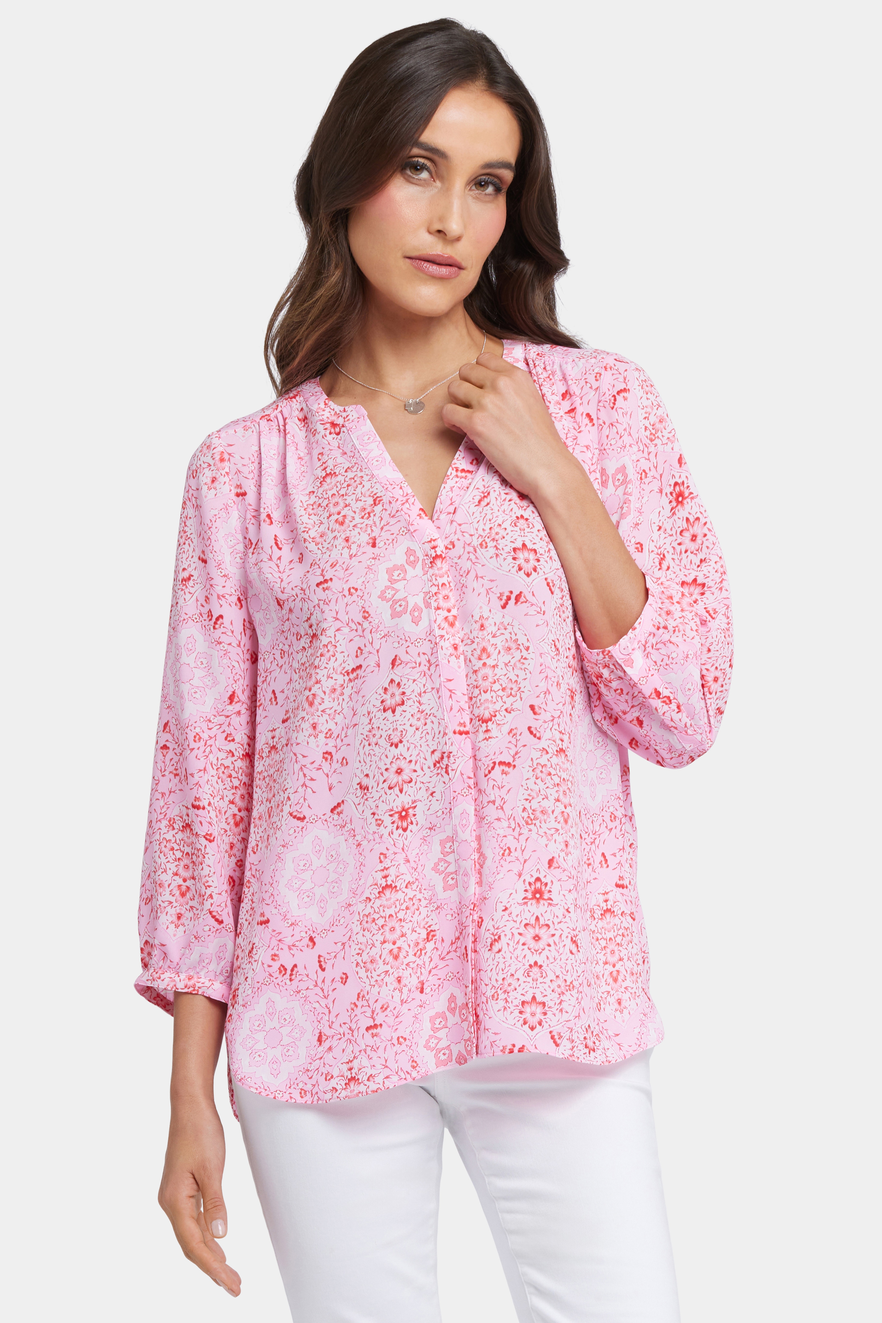 (取寄) エヌワイディージェイ レディース ピンタック ブラウザ NYDJ women Pintuck Blouse La Casa Blanca NYDJ Pintuck Blouse, La Casa Blanca