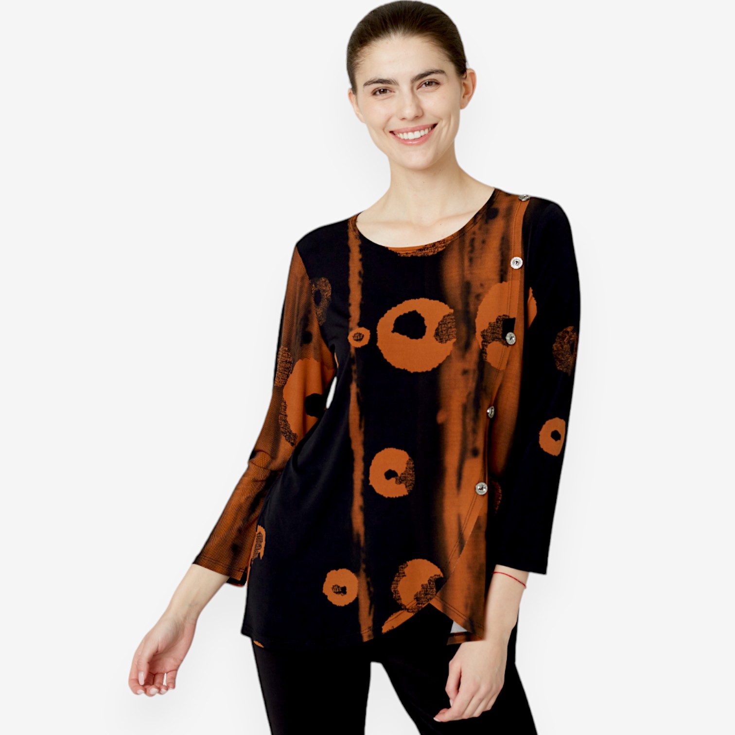 【新品】tope cross strap tunic Marallis Button Trim Tunic Length Top - TSC.ca