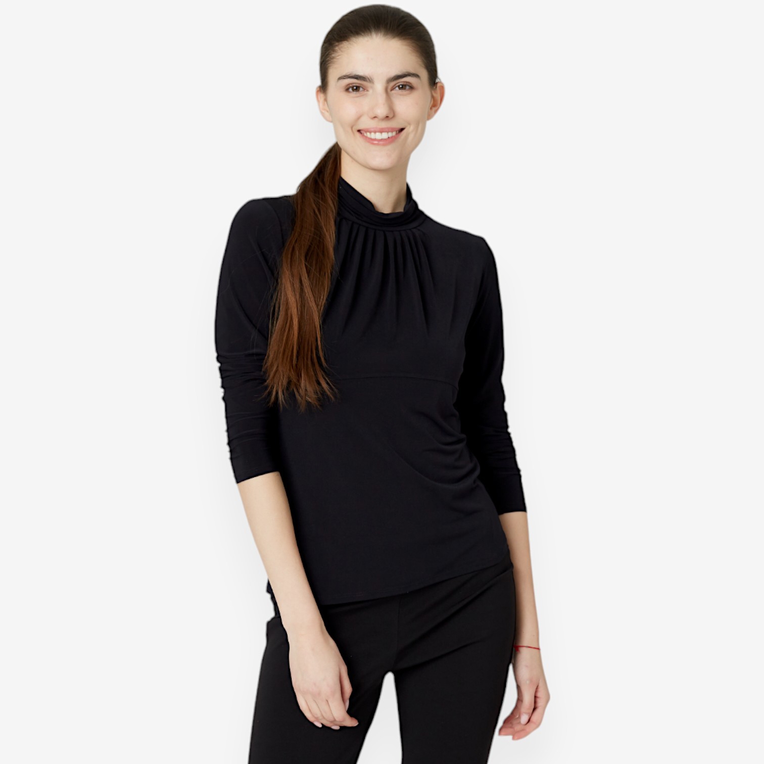 Marallis Mock Neck Top with Gathering at Front - TSC.ca