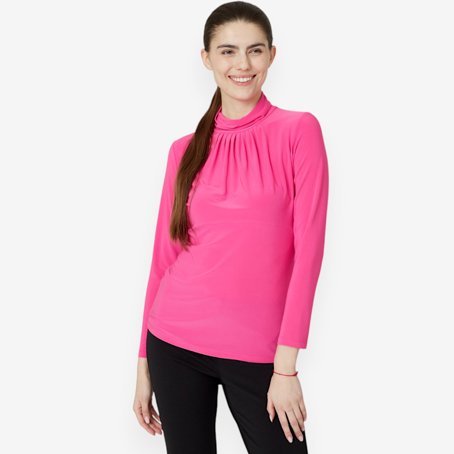 Marallis Mock Neck Top with Gathering at Front - TSC.ca