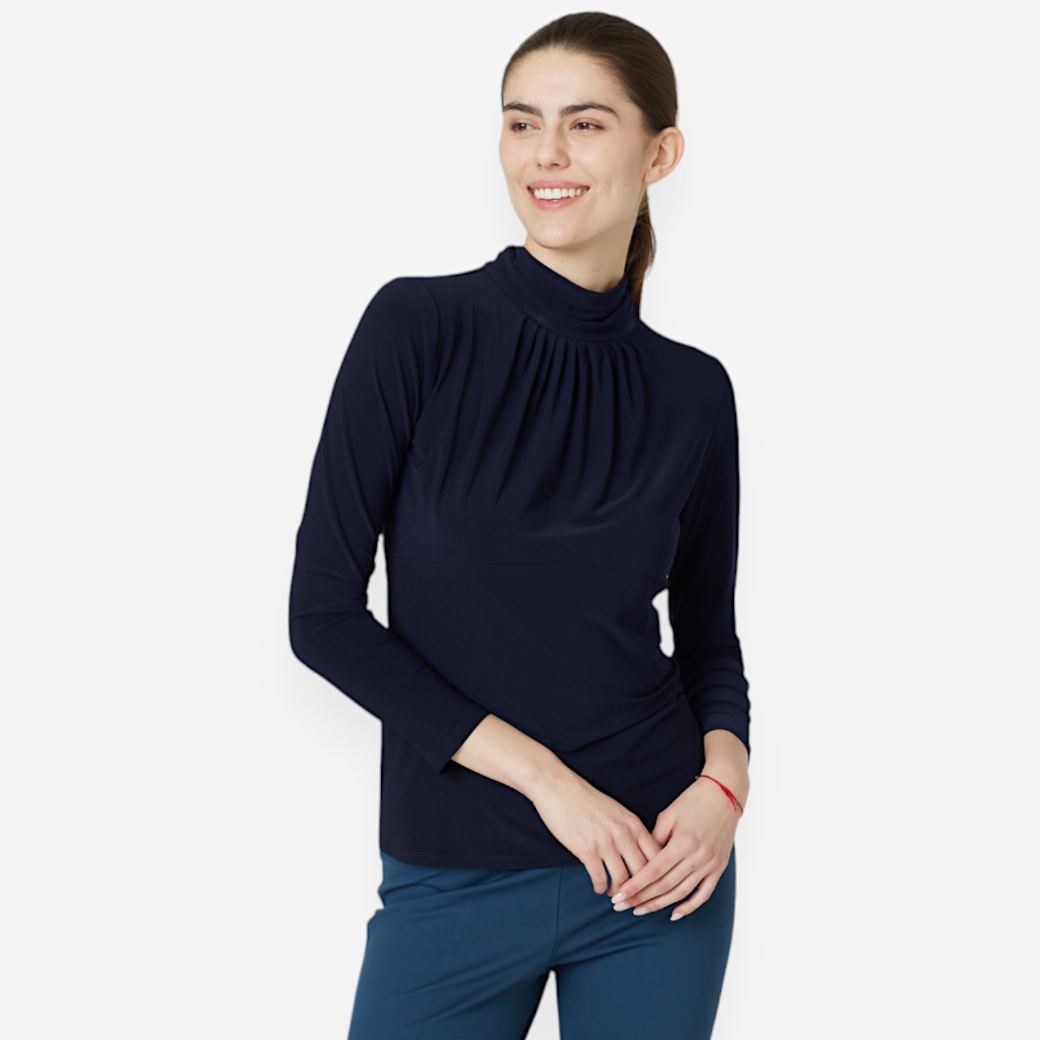 Marallis Mock Neck Top with Gathering at Front - TSC.ca