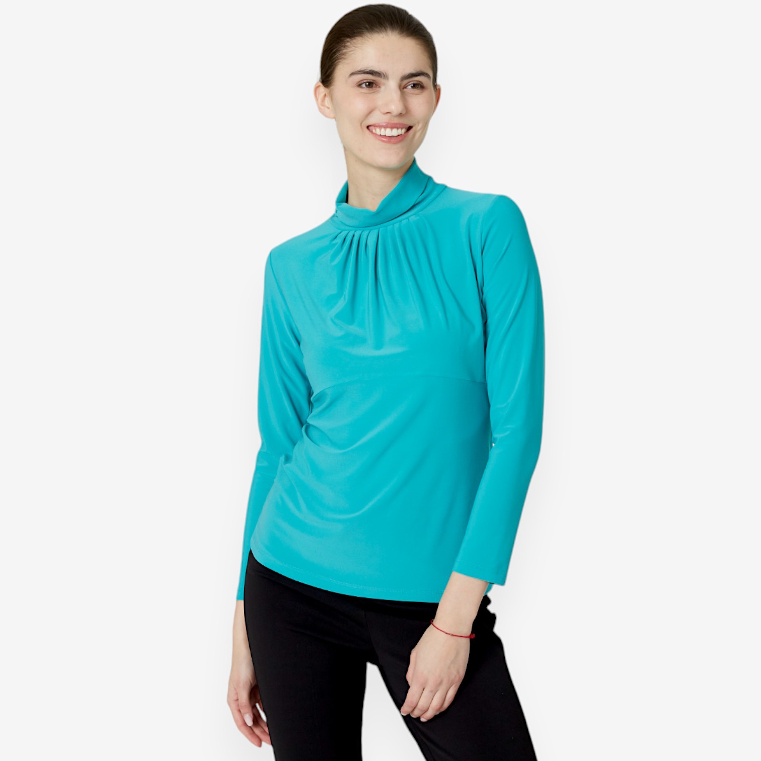 Marallis Mock Neck Top with Gathering at Front - TSC.ca