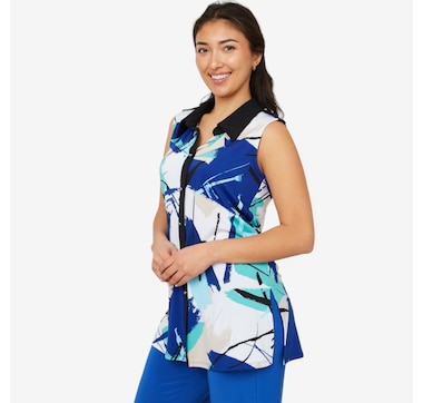 Marallis Mix Media Button Front Top