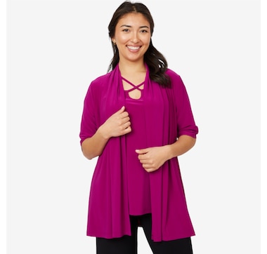 Marallis Flare Open Front Elbow Length Sleeve Jacket