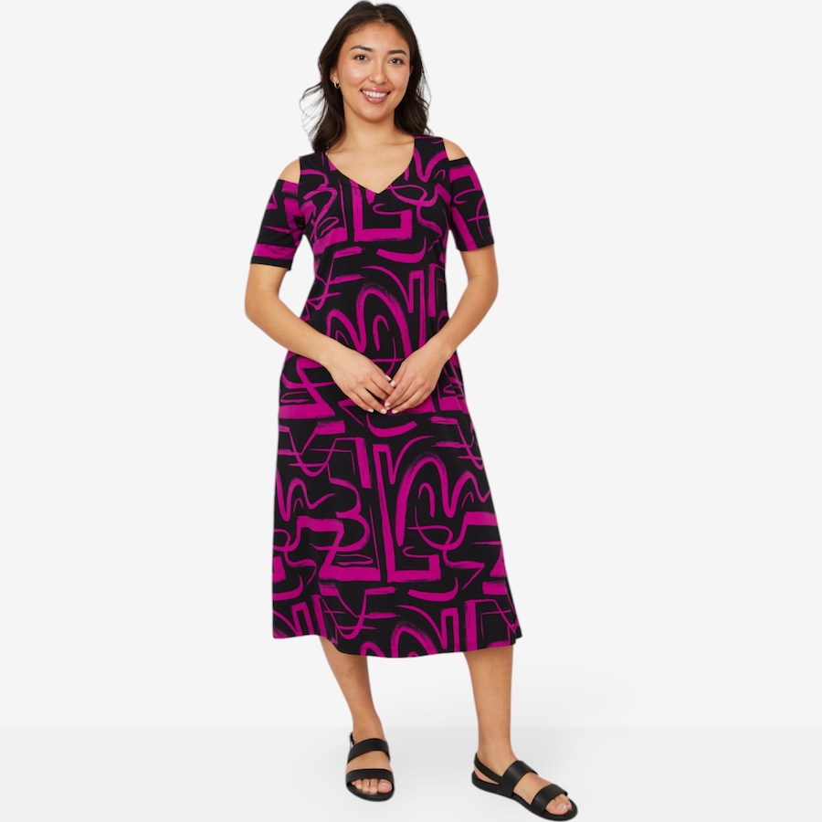Image 211808_BLAMY.jpg, Product 211-808 / Price $29.33, Marallis Cold Shoulder ITY V-Neck Side Pockets Dress from Marallis on TSC.ca's Fashion department