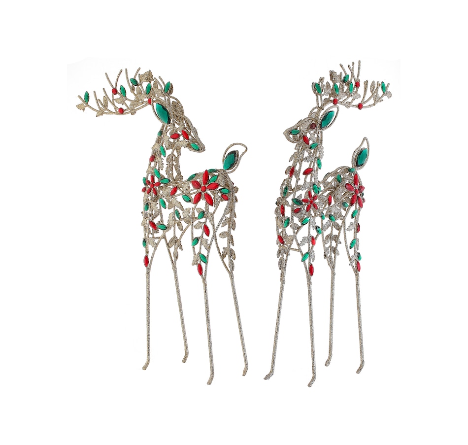 Image 212422_RDGR.jpg, Product 212-422 / Price $59.99, Holiday Memories 19.5" Glitter Jeweled Deer (set of 2) from Holiday Memories on TSC.ca's Home & Garden department
