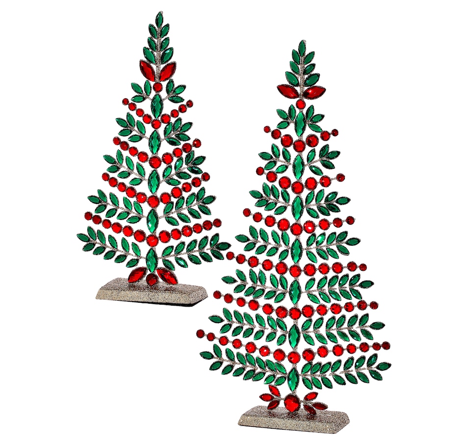 Image 212425_RDGR.jpg, Product 212-425 / Price $39.99, Holiday Memories Glitter Wire Jewelled Trees (set of 2) from Holiday Memories on TSC.ca's Home & Garden department