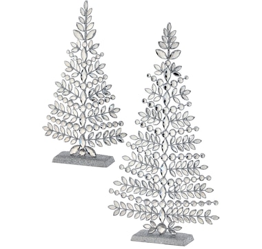Holiday Memories Glitter Wire Jewelled Trees (set of 2)