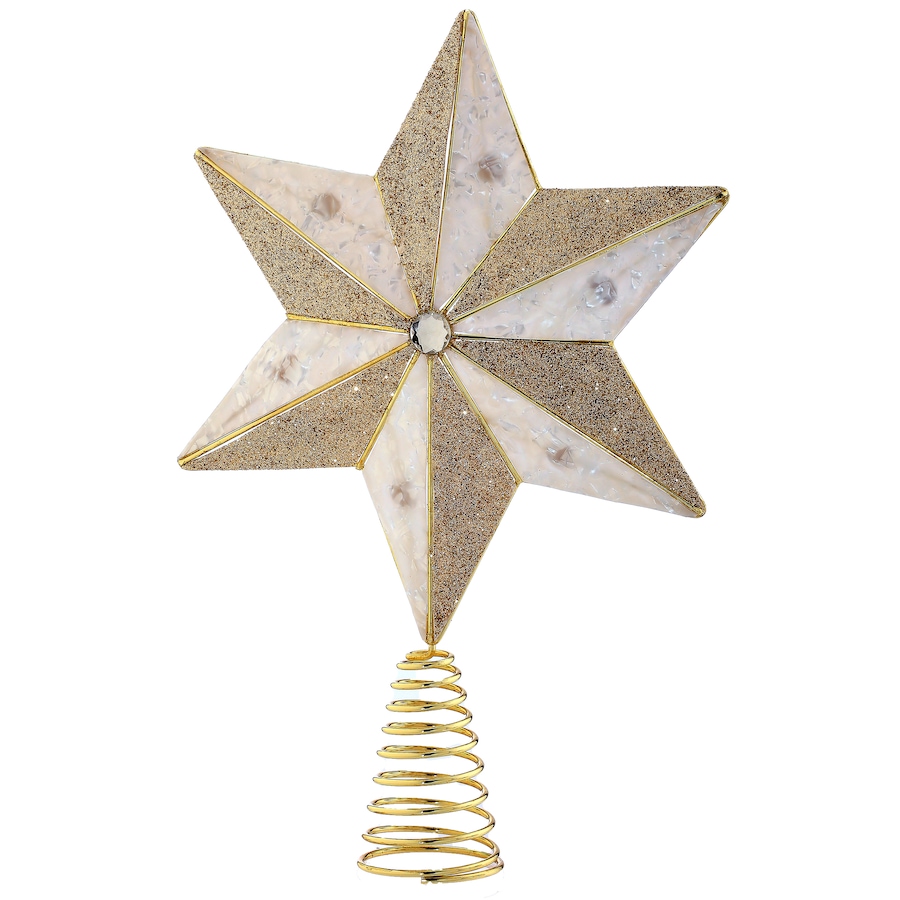 Image 212434.jpg, Product 212-434 / Price $9.88, Holiday Memories Capiz with Glitter Star Tree Topper from Holiday Memories on TSC.ca's Home & Garden department