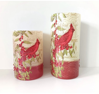 Holiday Memories Botanical Cardinal Vases (set of 2)