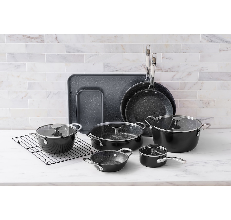 Image 212528_BLK.jpg, Product 212-528 / Price $128.88, Curtis Stone Dura-Pan 14-Piece Cookware Set from Curtis Stone on TSC.ca's Kitchen department