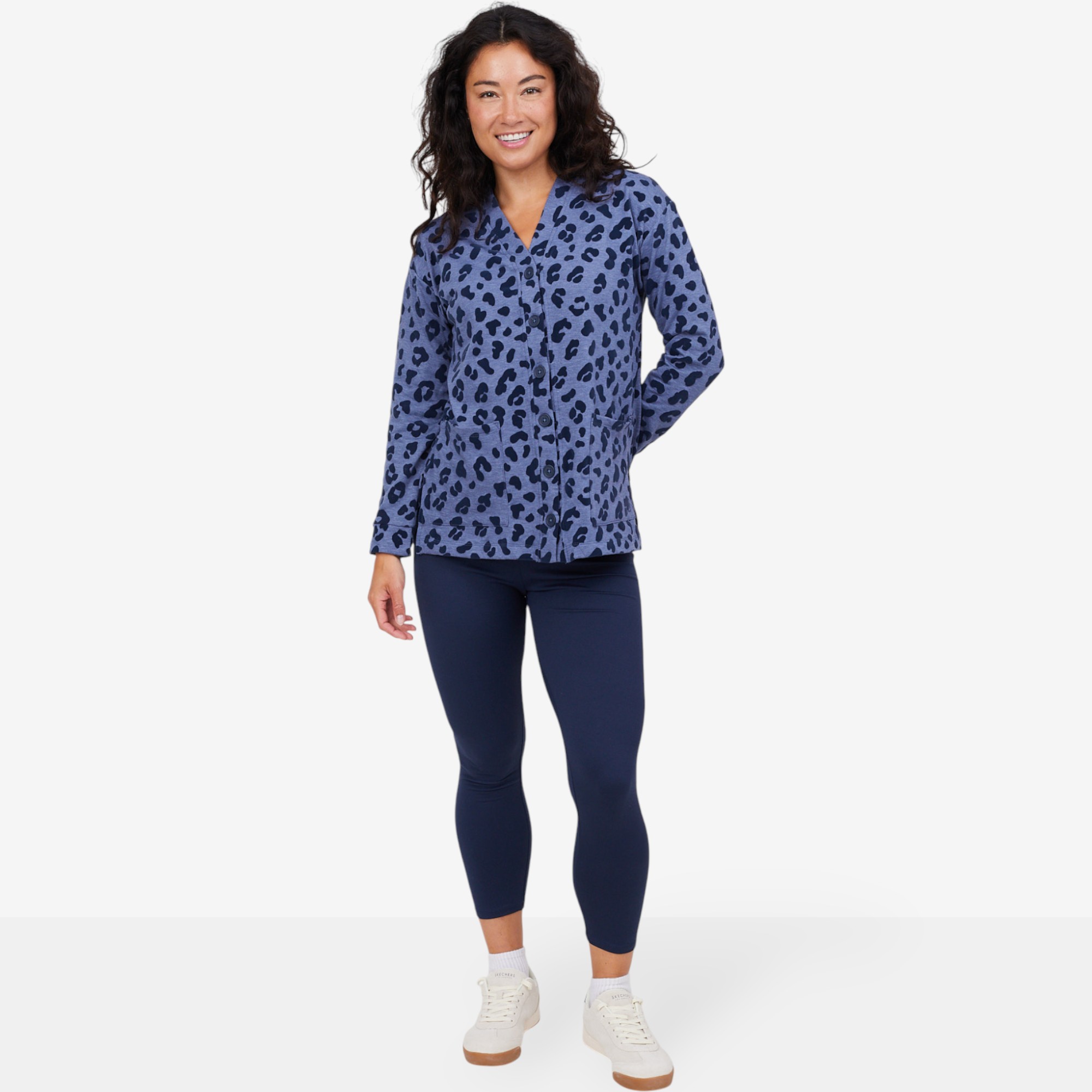 Legging Cuddl Duds Soft Comfort Taille L – Gris Bruyère, Doux, Taille Haute
