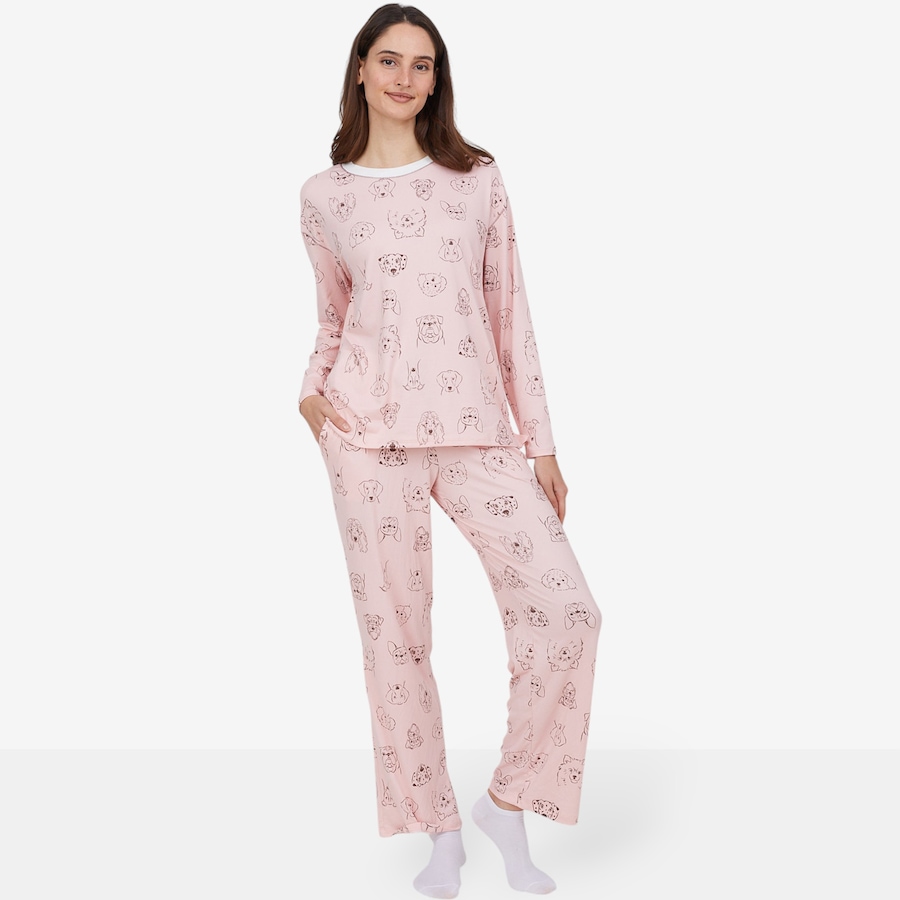 Image 212716_PKDOG.jpg, Product 212-716 / Price $19.33, Cuddl Duds Cozy Jersey PJ Set from Cuddl Duds on TSC.ca's Fashion department