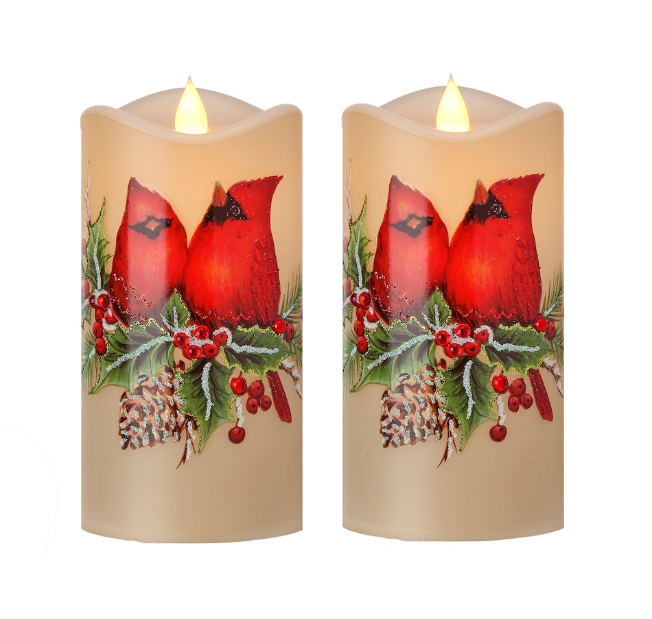 Image 212922.jpg, Product 212-922 / Price $44.99, Holiday Memories 6" Battery Operated Cardinal Candle with Glitter (set of 2) from Holiday Memories on TSC.ca's Home & Garden department