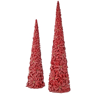 Holiday Memories Poinsettia Cone Trees (set of 2)