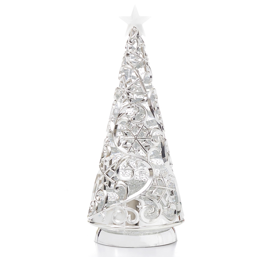 Image 212937_SIL.jpg, Product 212-937 / Price $29.33, Holiday Memories 12" Lighted Spinning Water Globe Tree with Timer from Holiday Memories on TSC.ca's Home & Garden department