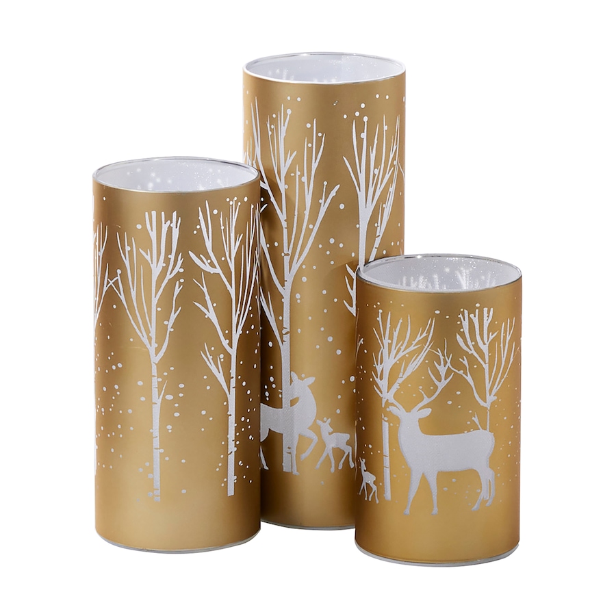 Image 212938_ALTMORE1.jpg, Product 212-938 / Price $59.99, Holiday Memories Lighted Glass Holiday Design Luminaries (set of 3) from Holiday Memories on TSC.ca's Home & Garden department