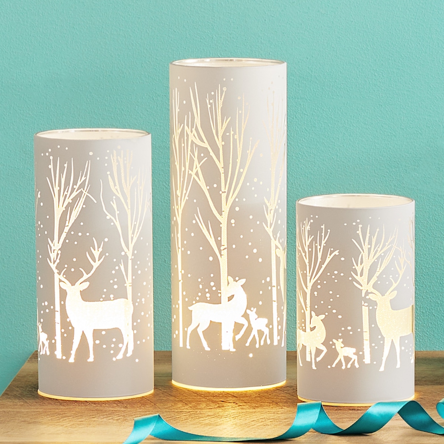 Image 212938_ALTMORE100.jpg, Product 212-938 / Price $59.99, Holiday Memories Lighted Glass Holiday Design Luminaries (set of 3) from Holiday Memories on TSC.ca's Home & Garden department