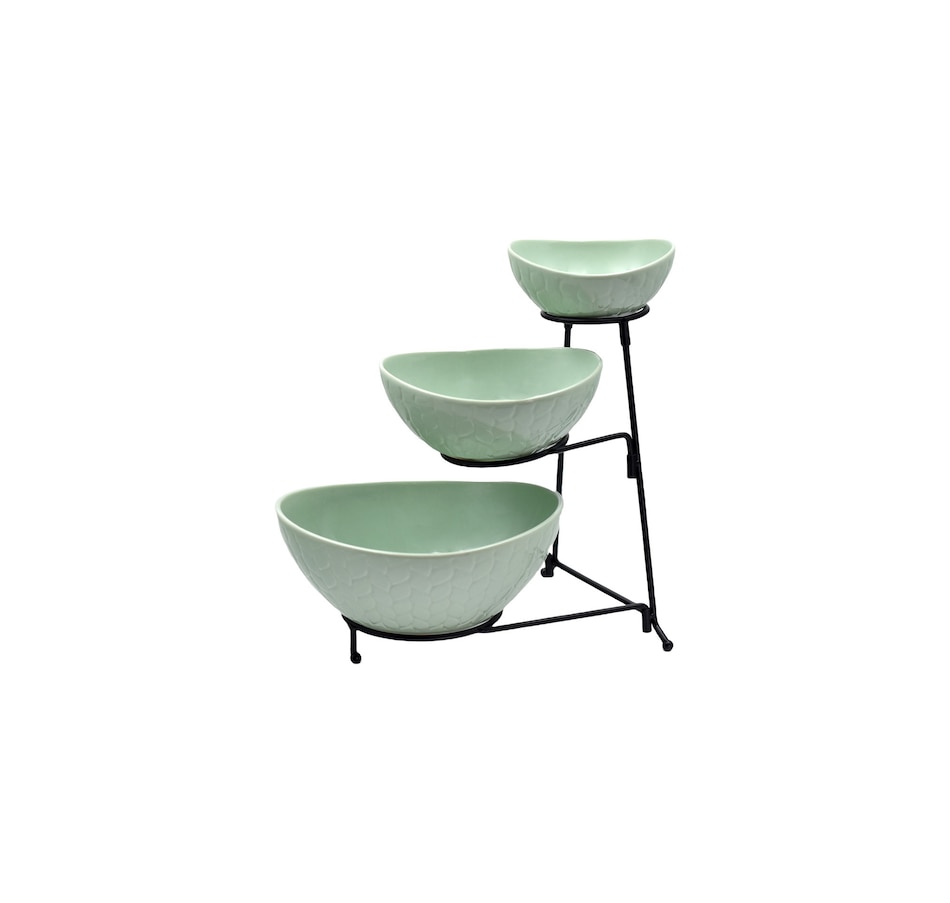 Image 212971_CARWM.jpg, Product 212-971 / Price $29.99, temp-tations Three-Tiered Oval Serving Bowl with Metal Rack from temp-tations on TSC.ca's Kitchen department