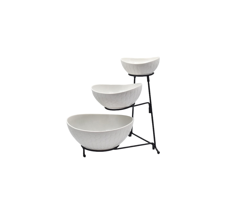 Image 212971_CARWW.jpg, Product 212-971 / Price $29.99, temp-tations Three-Tiered Oval Serving Bowl with Metal Rack from temp-tations on TSC.ca's Kitchen department