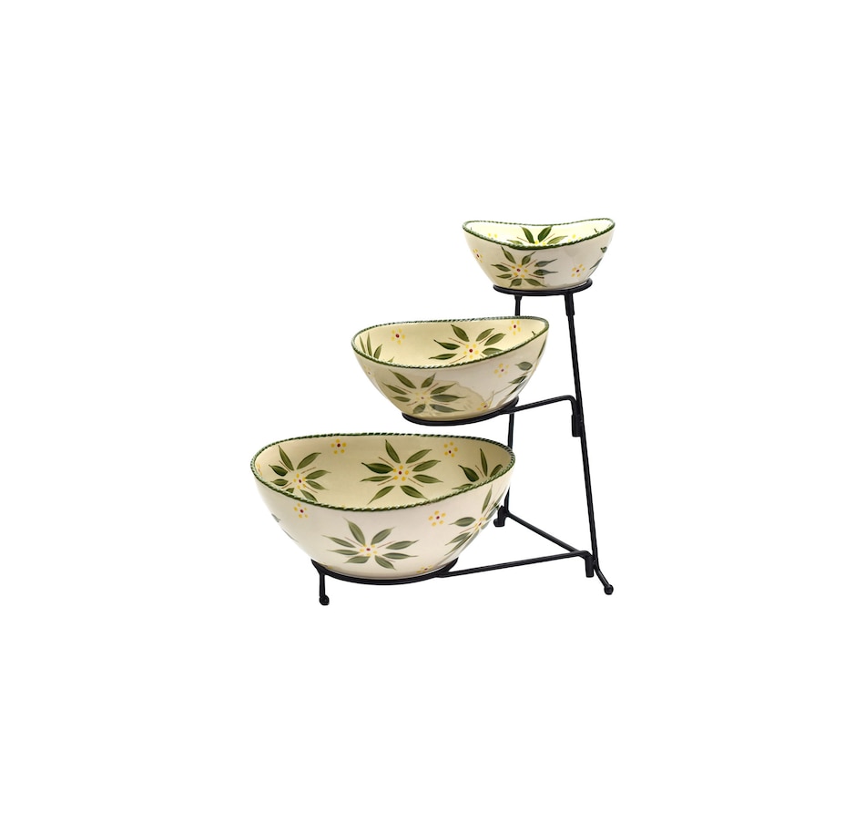 Image 212971_OWGRN.jpg, Product 212-971 / Price $29.99, temp-tations Three-Tiered Oval Serving Bowl with Metal Rack from temp-tations on TSC.ca's Kitchen department