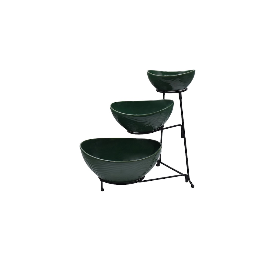 Image 212971_WLEMR.jpg, Product 212-971 / Price $29.99, temp-tations Three-Tiered Oval Serving Bowl with Metal Rack from temp-tations on TSC.ca's Kitchen department