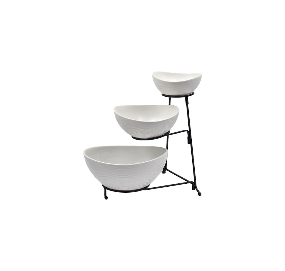 Image 212971_WOOLW.jpg, Product 212-971 / Price $29.99, temp-tations Three-Tiered Oval Serving Bowl with Metal Rack from temp-tations on TSC.ca's Kitchen department