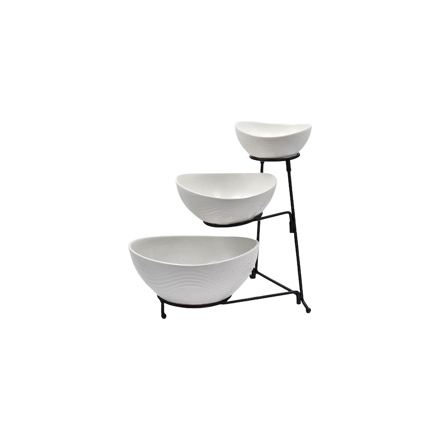Image 212971_WOOLW.jpg, Product 212-971 / Price $39.99, temp-tations Three-Tiered Oval Serving Bowl with Metal Rack from temp-tations on TSC.ca's Kitchen department